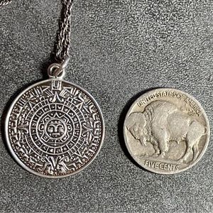 Mayan Calendar Hallmarked Eagle 15 Mexico Sterling Pendant